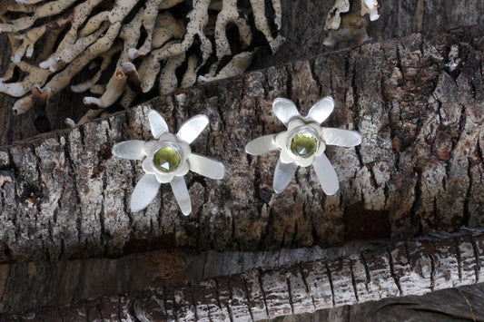 Peridot Stud Convertible Earrings in Sterling Silver