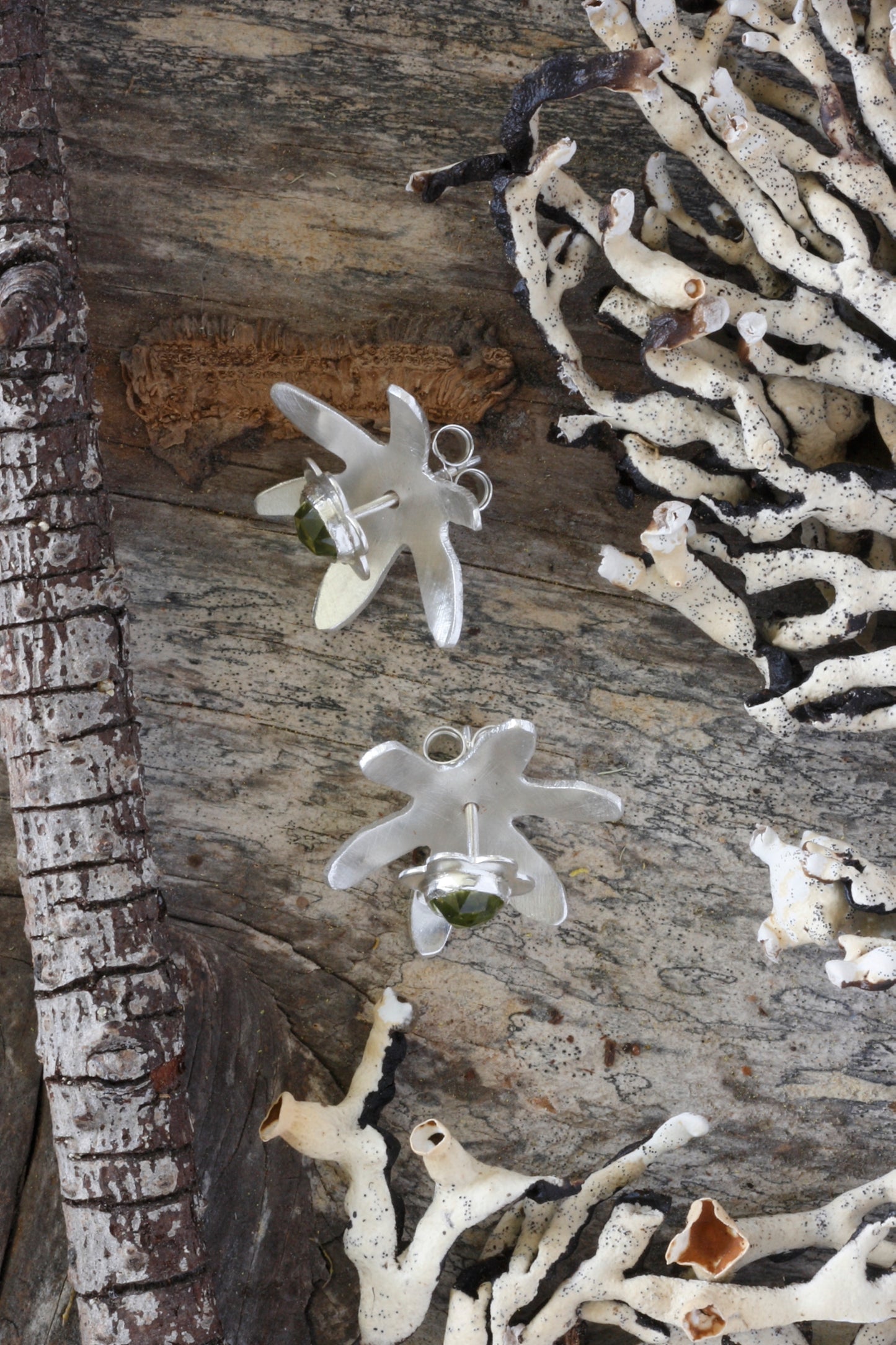 Peridot Stud Convertible Earrings in Sterling Silver