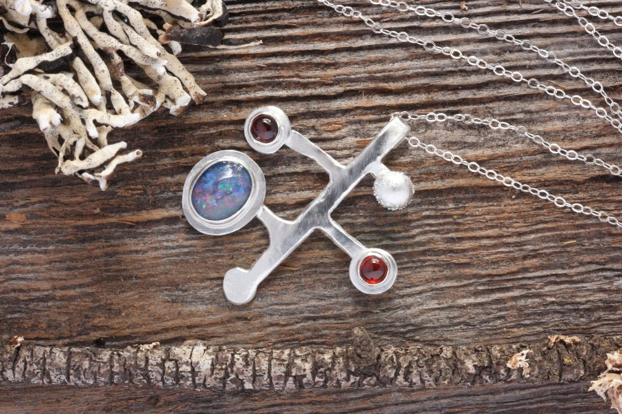 Opal Garnet Pendant Necklace