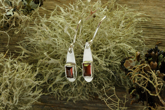 recycled silver garnet earrings