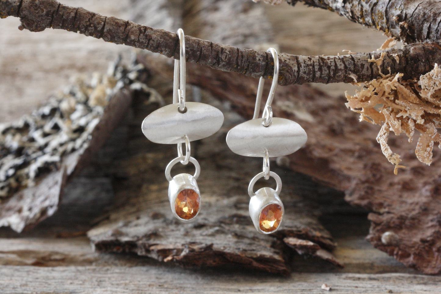 Topaz Drop Earrings in Fine Silver