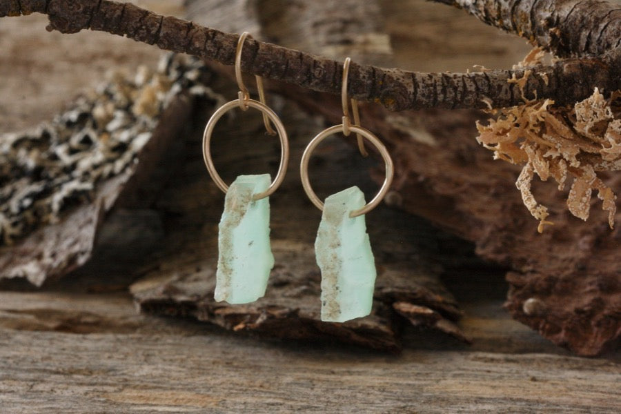 14K gold Chrysoprase earrings
