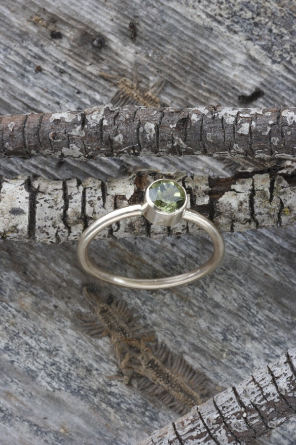 Green Tourmaline Ring in Recycled 14K Gold