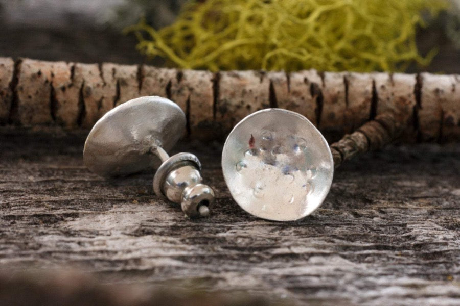Sterling Silver studs -textured bowl design