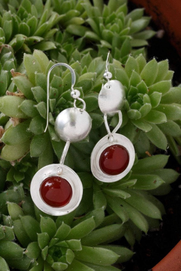 Carnelian earrings fine silver