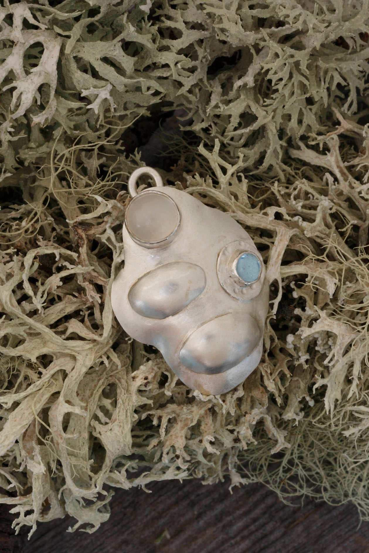 Moonstone Pendant with Blue Topaz