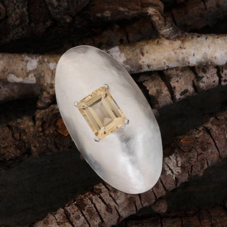 Citrine ring fine silver