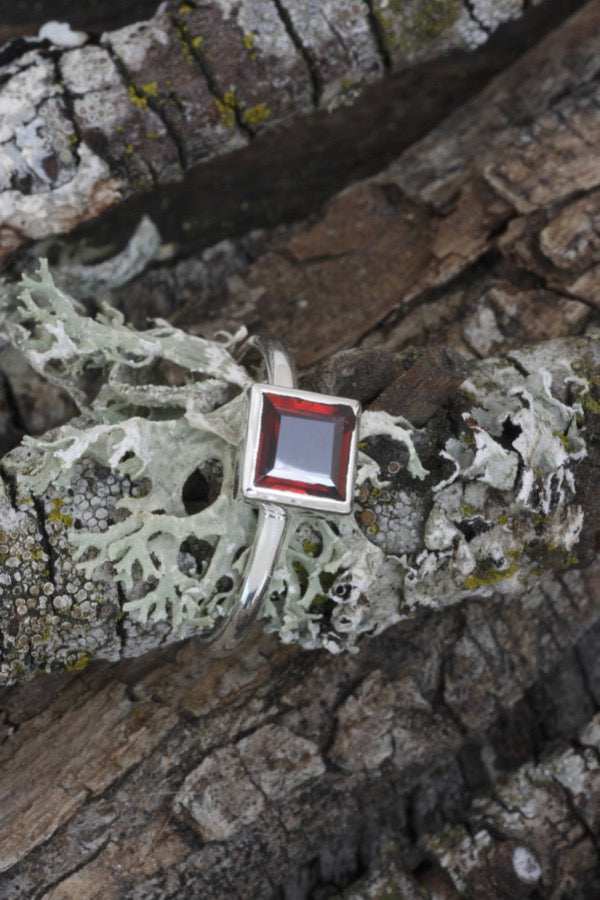 Garnet Ring in Sterling Silve