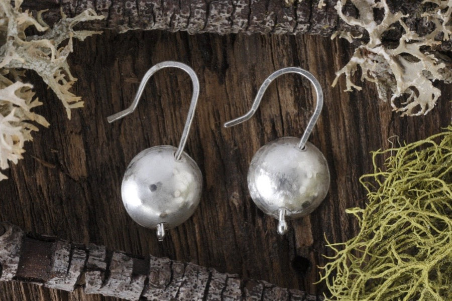 Fine Silver Textured Dome Earrings