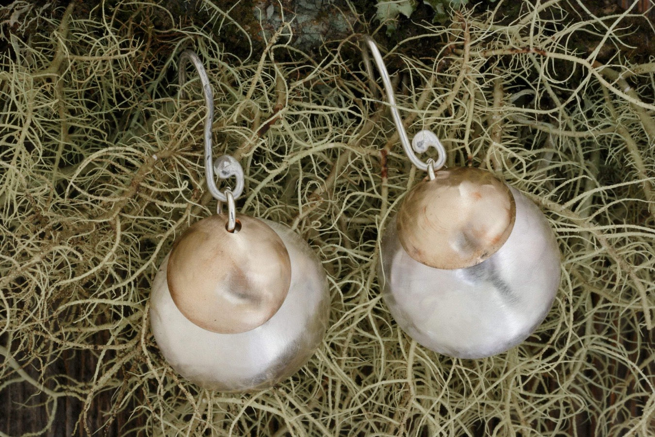 Dome earrings in 14K Gold and Sterling
