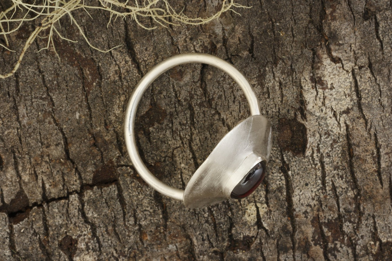 Garnet Ring in Fine Recycled Silver