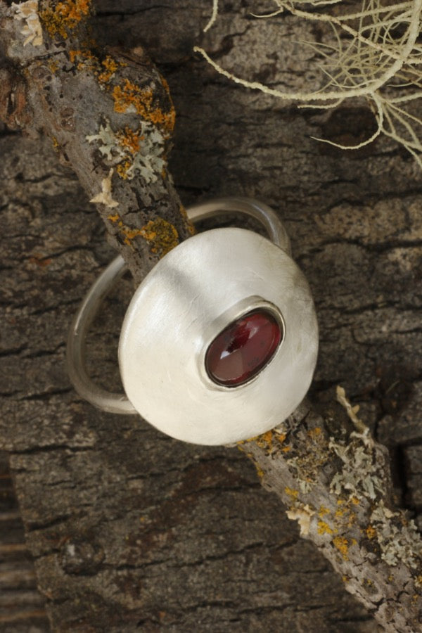 Garnet Ring in Fine Recycled Silver
