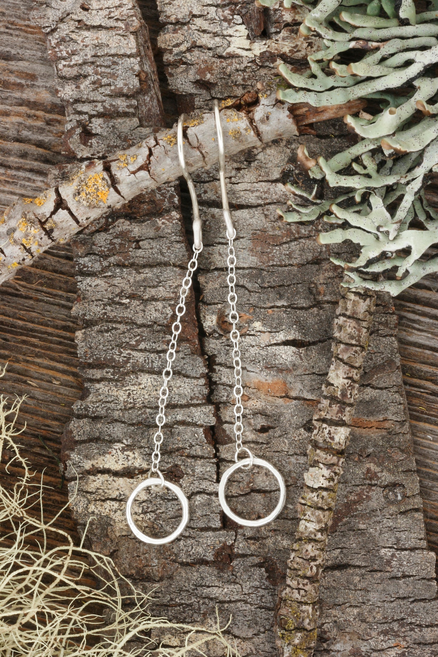 Sterling Drop Circle Earrings