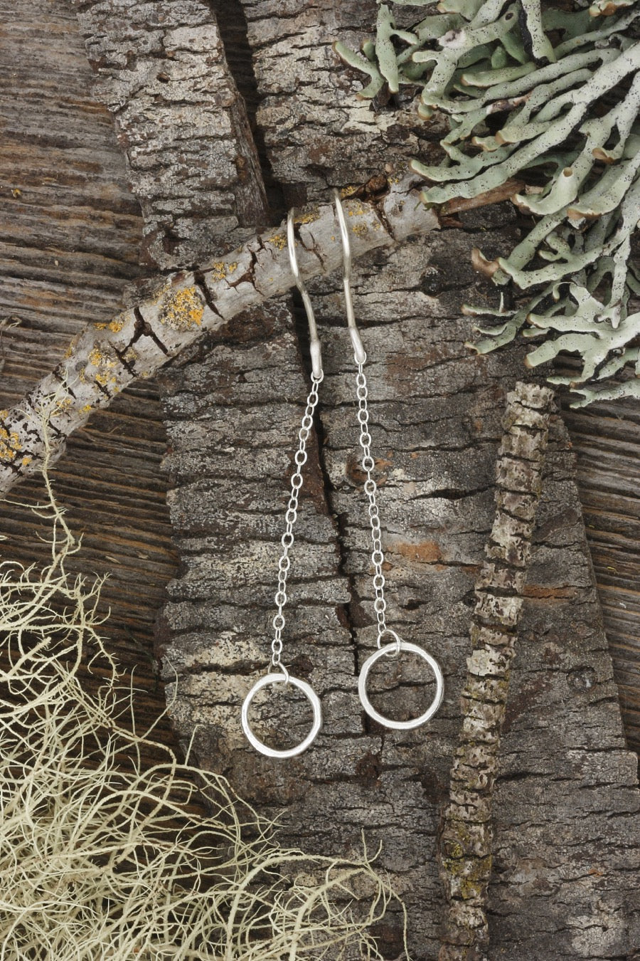 Sterling Drop Circle Earrings