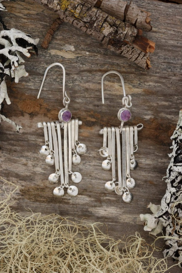 Amethyst Fine Silver Earrings