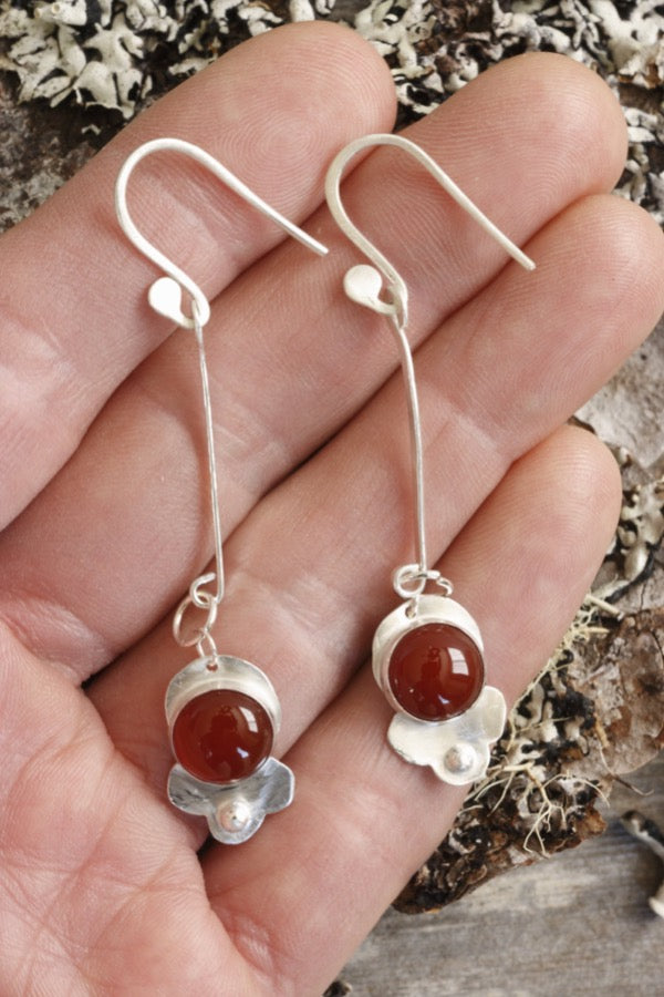 Carnelian drop earrings in Sterling Silver