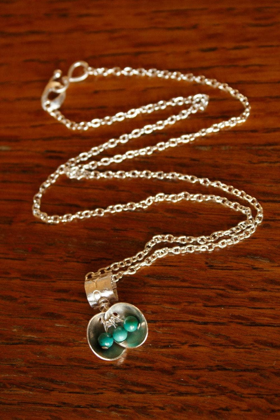 Silver Nesting Locket with Turquoise
