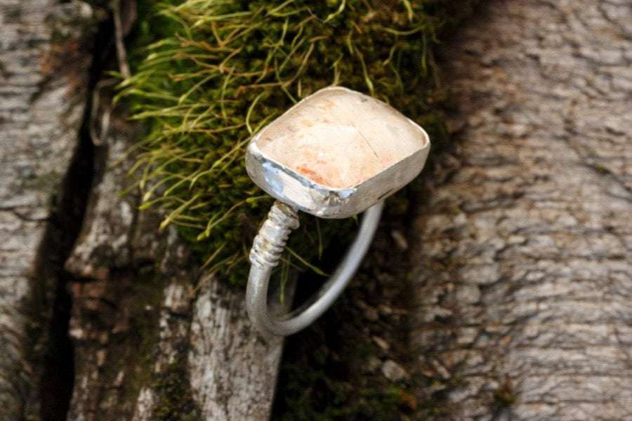 Sunstone Ring in Sterling Silver