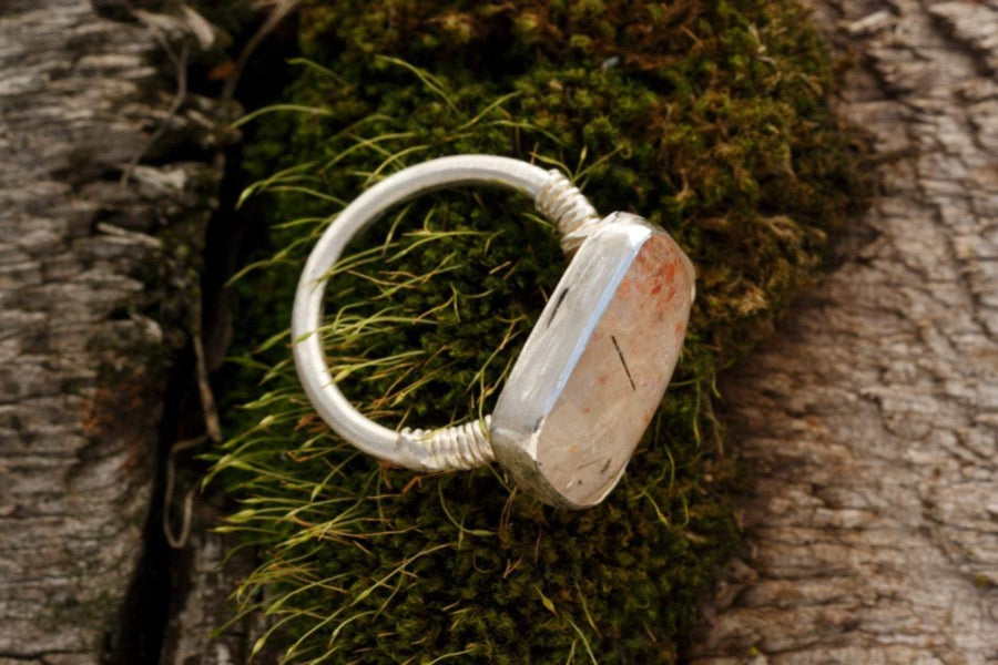 Sunstone Ring in Sterling Silver