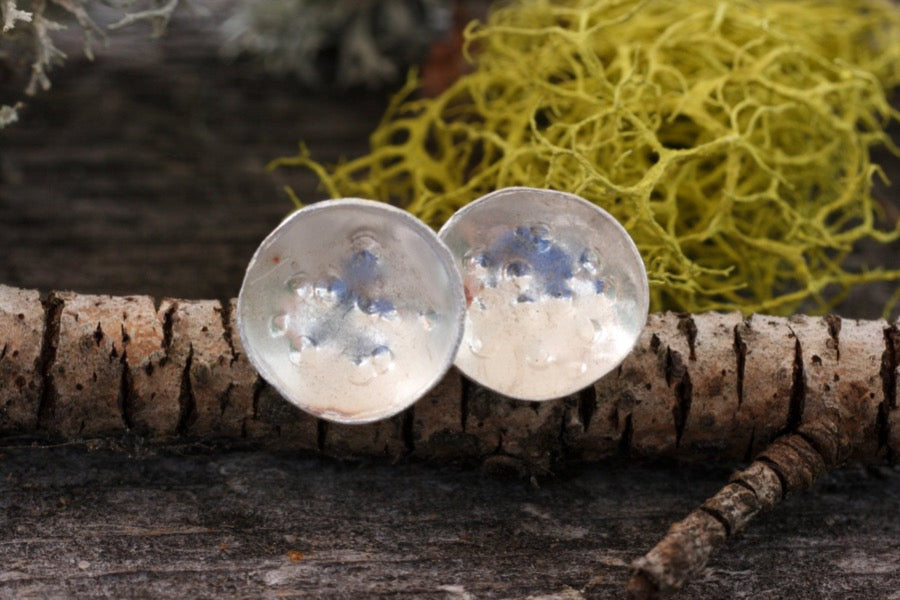 Sterling Silver studs -textured bowl design