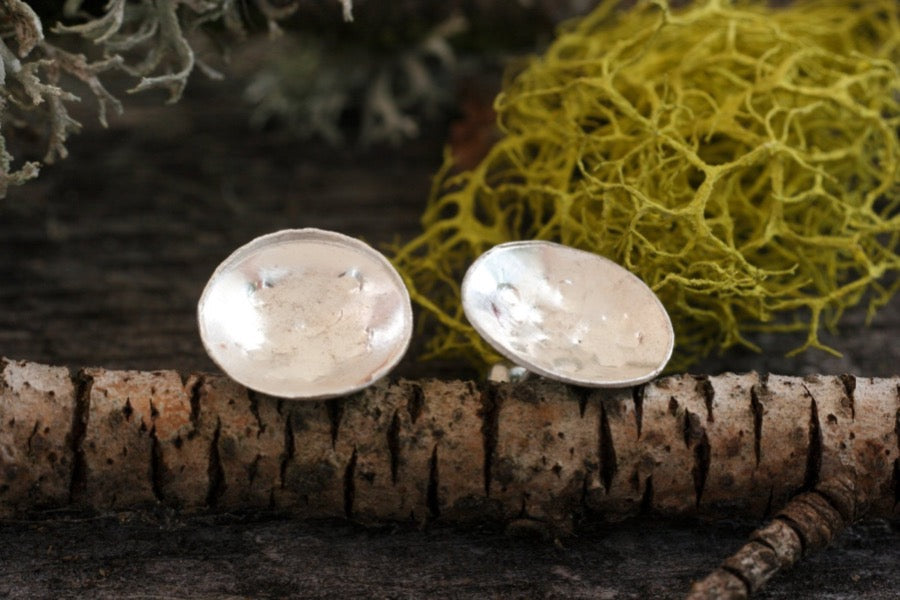Sterling Silver studs -textured bowl design