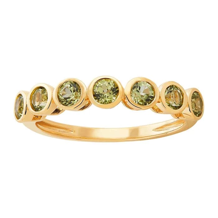 10K Yellow Gold Peridot Seven Stone Ring