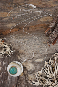 Amazonite Necklace in Sterling Silver and 14K Gold