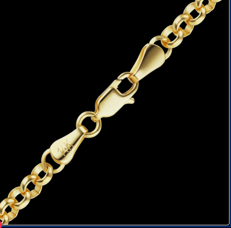 14K Yellow Solid Gold Rollo Bracelet 7inches