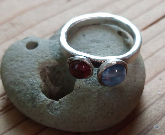 Topaz and Garnet Ring in Sterling Silver