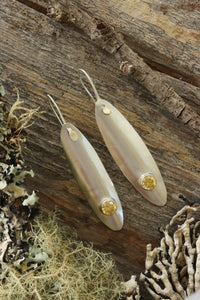 Citrine Earrings in FIne Silver, Handmade