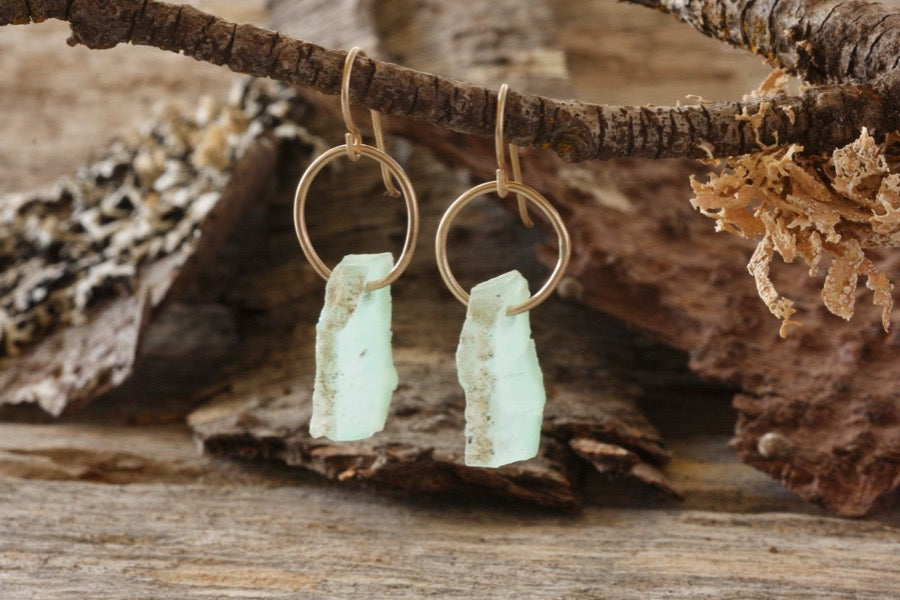 14K gold Chrysoprase earrings