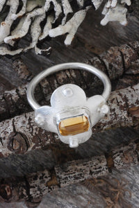 Citrine recycled Sterling Silver ring