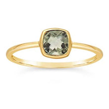 Load image into Gallery viewer, Green Amethyst Cushion Stacking Ring in Recycled Gold
