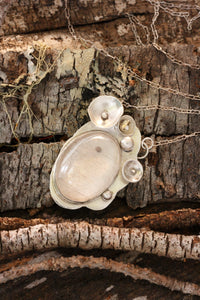 Quartz pendant in Fine Silver on Sterling Chain
