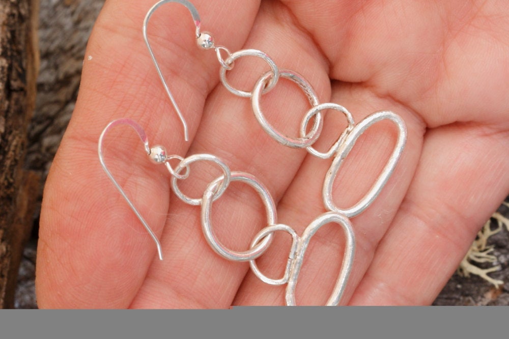 Silver Oval Earrings in Sterling