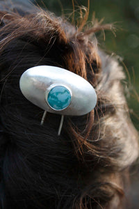Sterling Hair Stick with Larimar