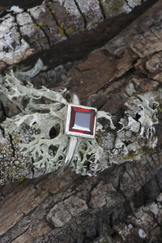 Garnet Ring in Sterling Silve