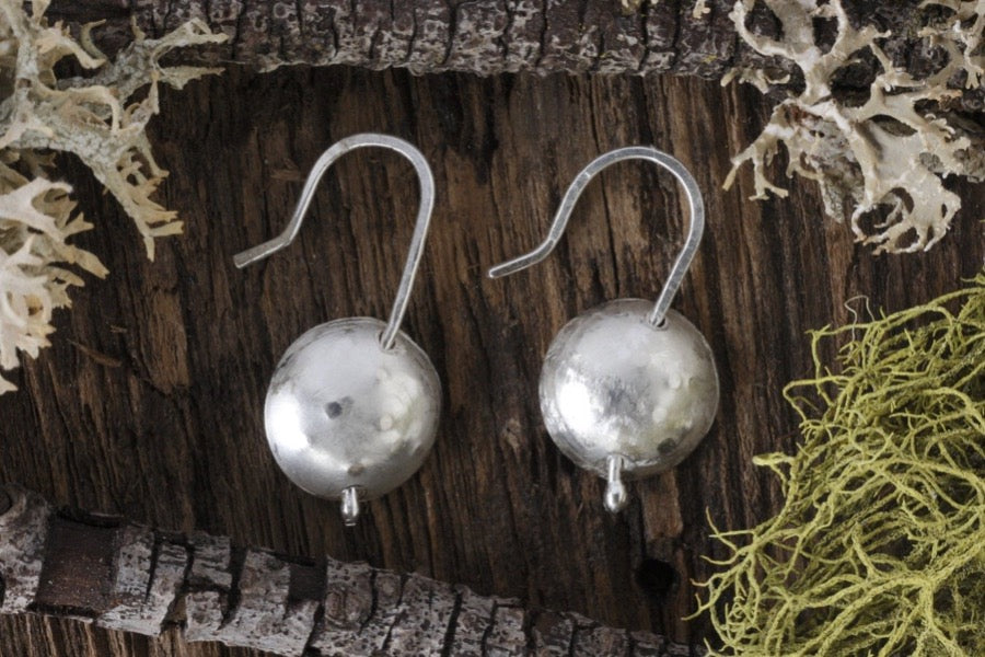 Textured Fine Silver Dome Earrings