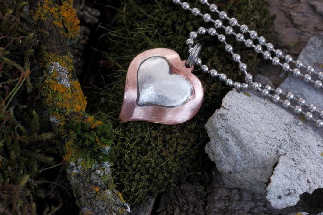 Sterling copper heart necklace